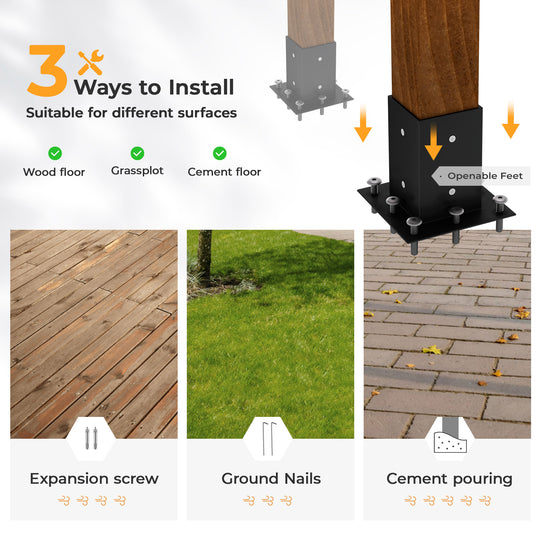 HAPPATIO 10' X 13' Outdoor Pergola Pretreated Wood Pergola for Deck, Backyard, Patio, Wooden Frame with Pergola Brackets and Expansion Screws