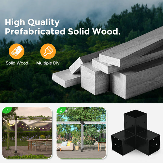 HAPPATIO 10' X 13' Outdoor Pergola Pretreated Wood Pergola for Deck, Backyard, Patio, Wooden Frame with Pergola Brackets and Expansion Screws