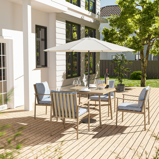 HAPPATIO Patio Outdoor Dining Set, Aluminum Patio Dining Set Includes 1 Outdoor Dining Table with Umbrella Hole and Dining Chairs, Patio Furniture Set for Lawn, Porch, or Backyard