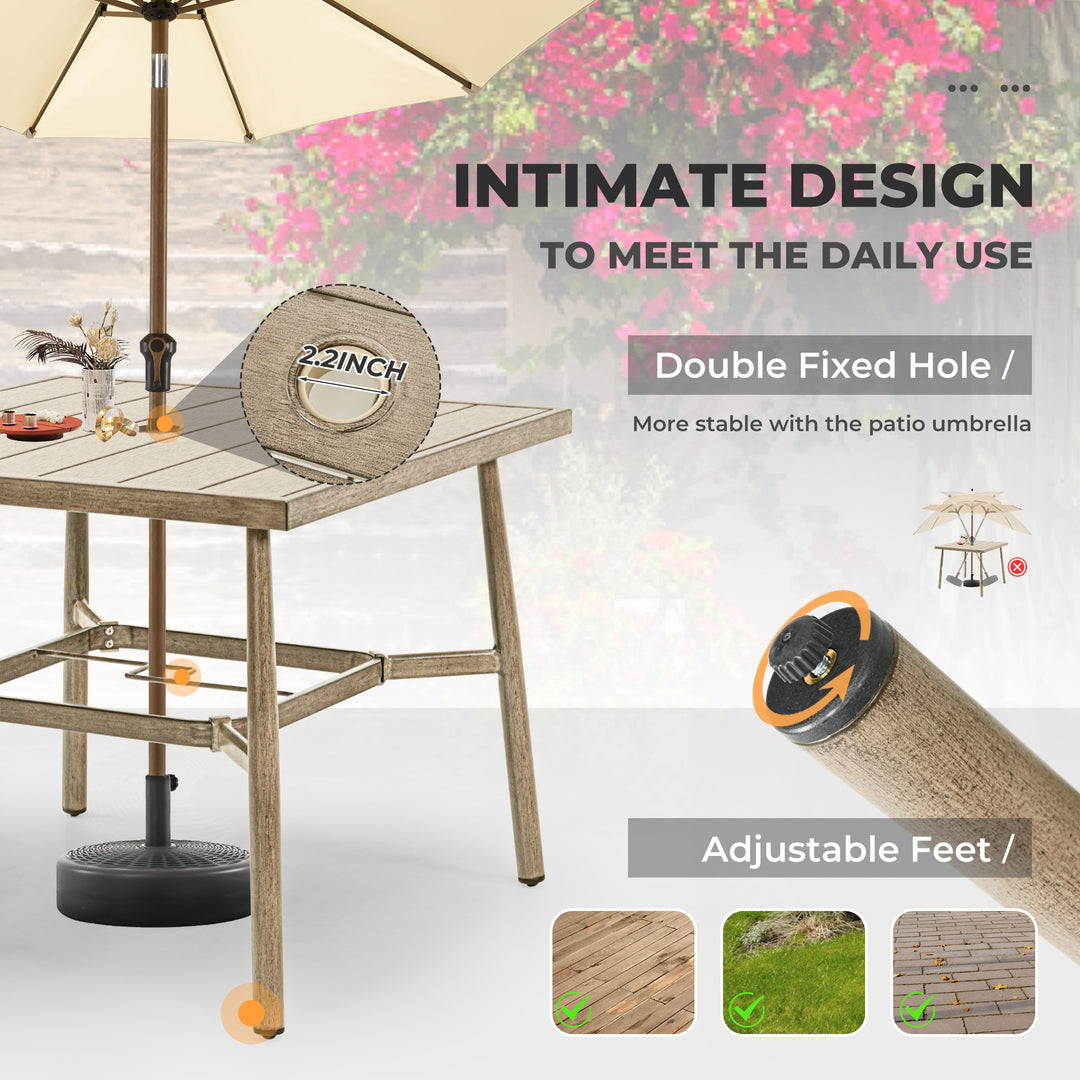 HAPPATIO Patio Outdoor Dining Set, Aluminum Patio Dining Set Includes 1 Outdoor Dining Table with Umbrella Hole and Dining Chairs, Patio Furniture Set for Lawn, Porch, or Backyard