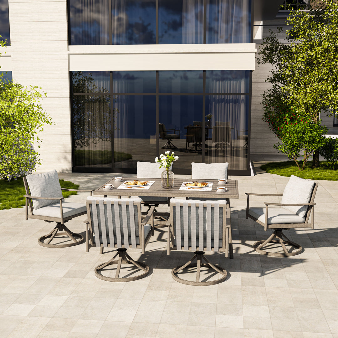 HAPPATIO Patio Outdoor Dining Set, Aluminum Patio Dining Set Includes 1 Outdoor Dining Table with Umbrella Hole and Dining Chairs, Patio Furniture Set for Lawn, Porch, or Backyard