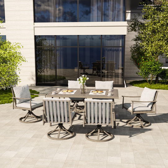 HAPPATIO Patio Outdoor Dining Set, Aluminum Patio Dining Set Includes 1 Outdoor Dining Table with Umbrella Hole and Dining Chairs, Patio Furniture Set for Lawn, Porch, or Backyard