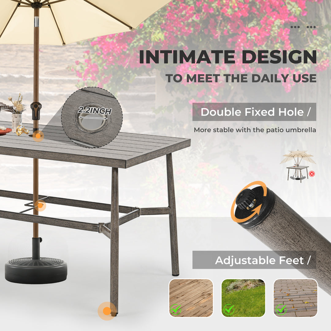 HAPPATIO Patio Outdoor Dining Set, Aluminum Patio Dining Set Includes 1 Outdoor Dining Table with Umbrella Hole and Dining Chairs, Patio Furniture Set for Lawn, Porch, or Backyard