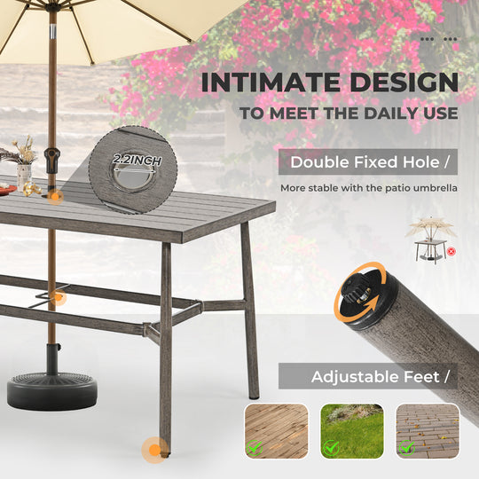 HAPPATIO Patio Outdoor Dining Set, Aluminum Patio Dining Set Includes 1 Outdoor Dining Table with Umbrella Hole and Dining Chairs, Patio Furniture Set for Lawn, Porch, or Backyard