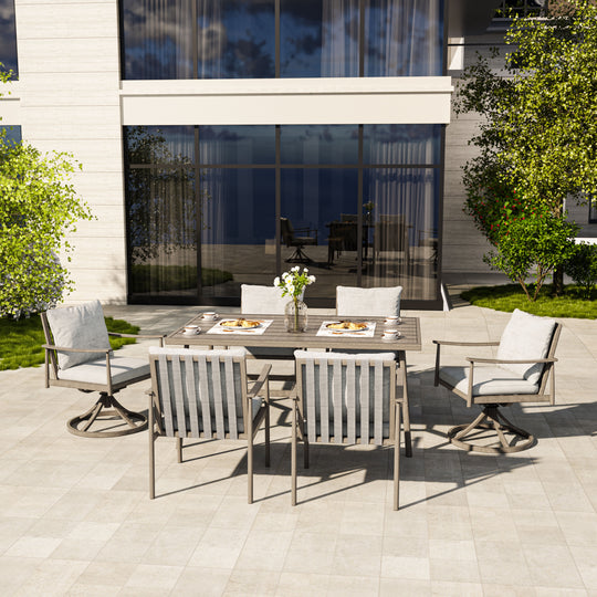 HAPPATIO Patio Outdoor Dining Set, Aluminum Patio Dining Set Includes 1 Outdoor Dining Table with Umbrella Hole and Dining Chairs, Patio Furniture Set for Lawn, Porch, or Backyard