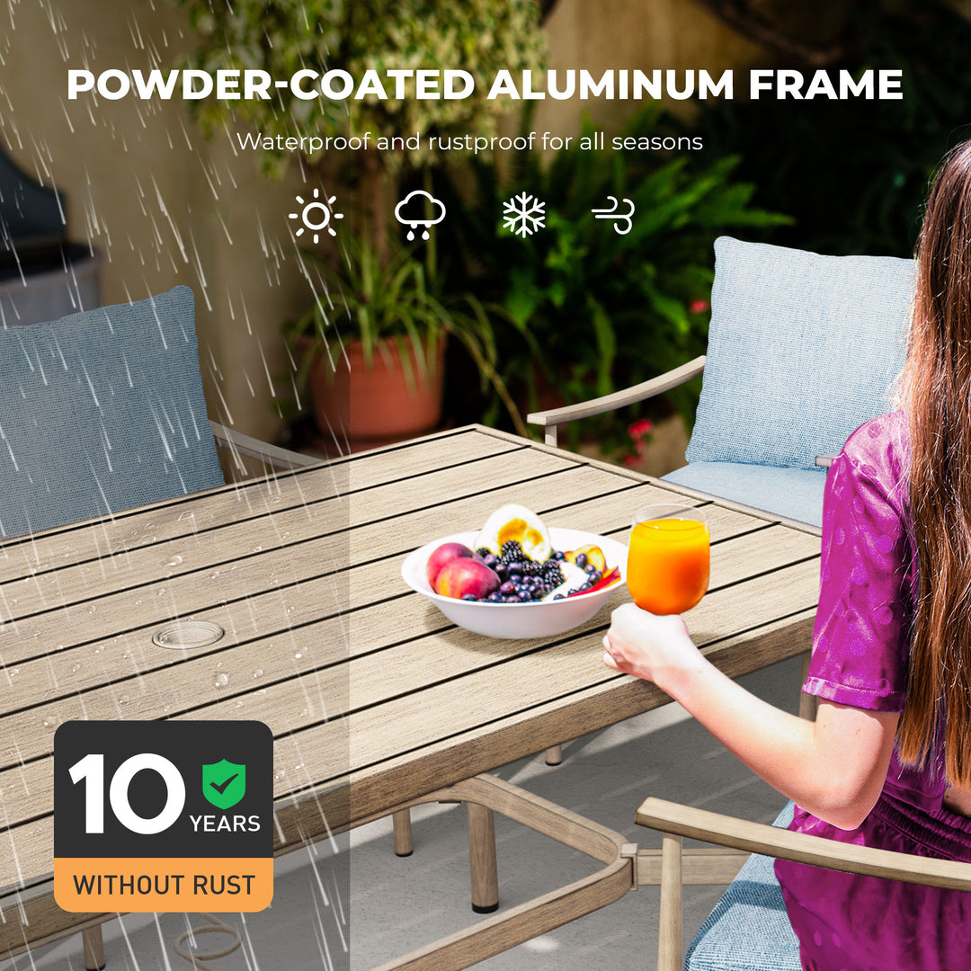 HAPPATIO Patio Outdoor Dining Set, Aluminum Patio Dining Set Includes 1 Outdoor Dining Table with Umbrella Hole and Dining Chairs, Patio Furniture Set for Lawn, Porch, or Backyard