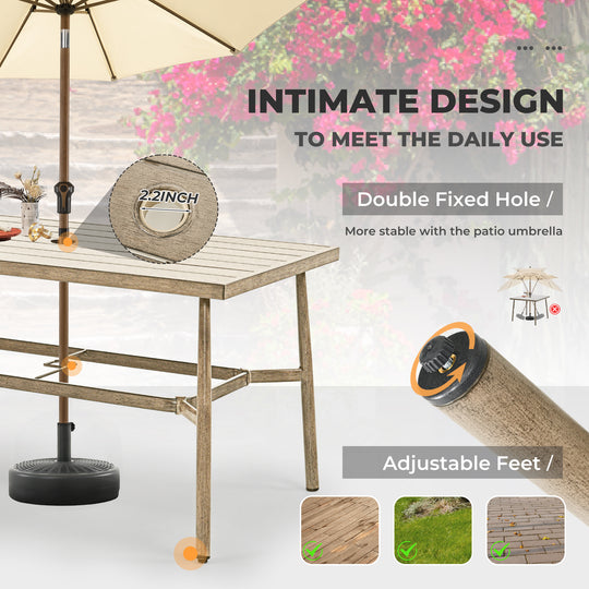 HAPPATIO Patio Outdoor Dining Set, Aluminum Patio Dining Set Includes 1 Outdoor Dining Table with Umbrella Hole and Dining Chairs, Patio Furniture Set for Lawn, Porch, or Backyard