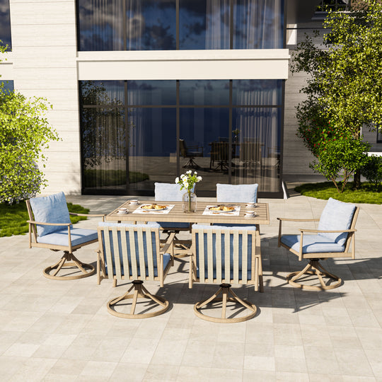 HAPPATIO Patio Outdoor Dining Set, Aluminum Patio Dining Set Includes 1 Outdoor Dining Table with Umbrella Hole and Dining Chairs, Patio Furniture Set for Lawn, Porch, or Backyard