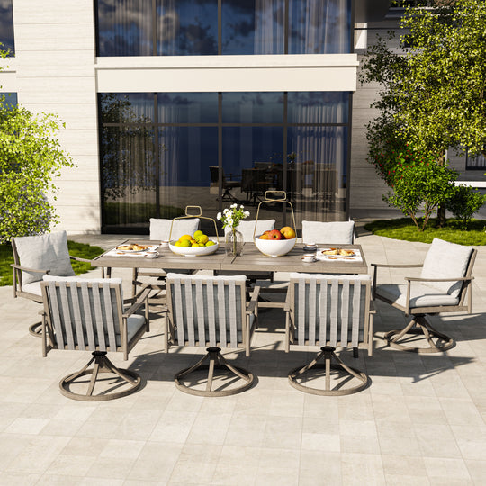 HAPPATIO Patio Outdoor Dining Set, Aluminum Patio Dining Set Includes 1 Outdoor Dining Table with Umbrella Hole and Dining Chairs, Patio Furniture Set for Lawn, Porch, or Backyard