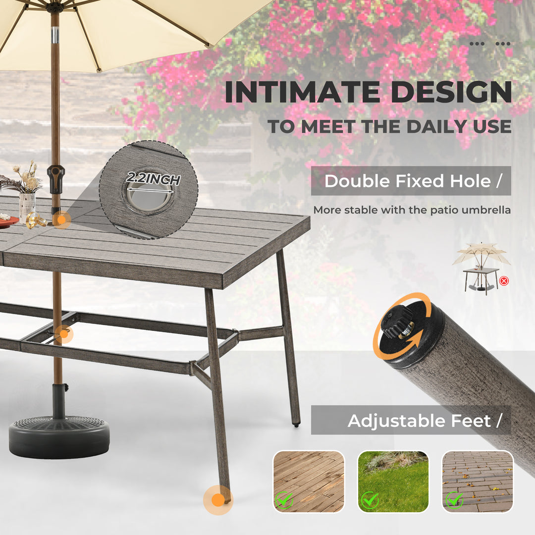 HAPPATIO Patio Outdoor Dining Set, Aluminum Patio Dining Set Includes 1 Outdoor Dining Table with Umbrella Hole and Dining Chairs, Patio Furniture Set for Lawn, Porch, or Backyard