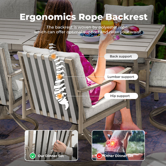 HAPPATIO Patio Outdoor Dining Set, Aluminum Patio Dining Set Includes 1 Outdoor Dining Table with Umbrella Hole and Dining Chairs, Patio Furniture Set for Lawn, Porch, or Backyard