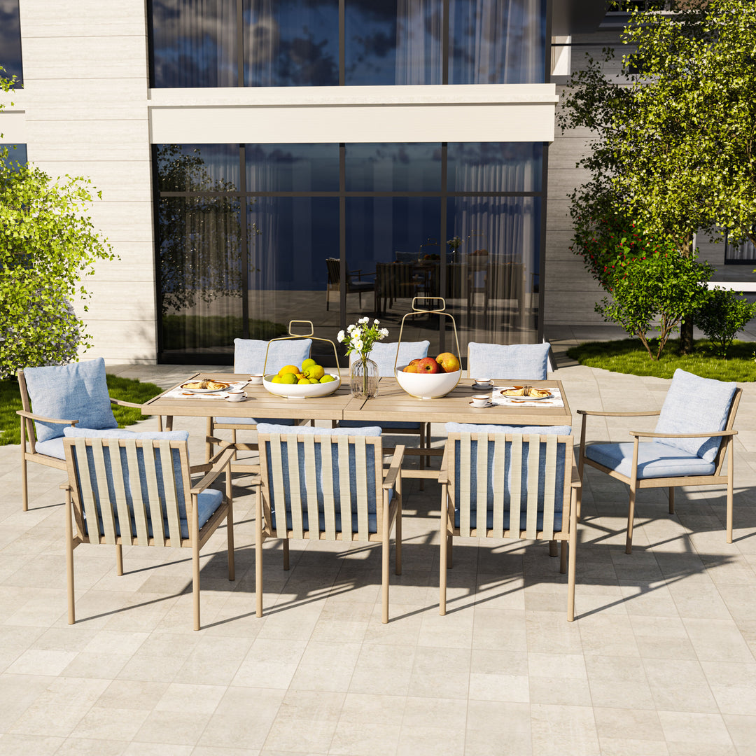 HAPPATIO Patio Outdoor Dining Set, Aluminum Patio Dining Set Includes 1 Outdoor Dining Table with Umbrella Hole and Dining Chairs, Patio Furniture Set for Lawn, Porch, or Backyard