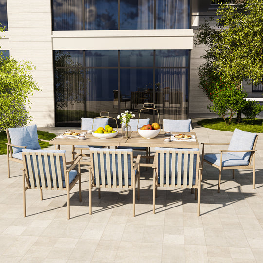 HAPPATIO Patio Outdoor Dining Set, Aluminum Patio Dining Set Includes 1 Outdoor Dining Table with Umbrella Hole and Dining Chairs, Patio Furniture Set for Lawn, Porch, or Backyard