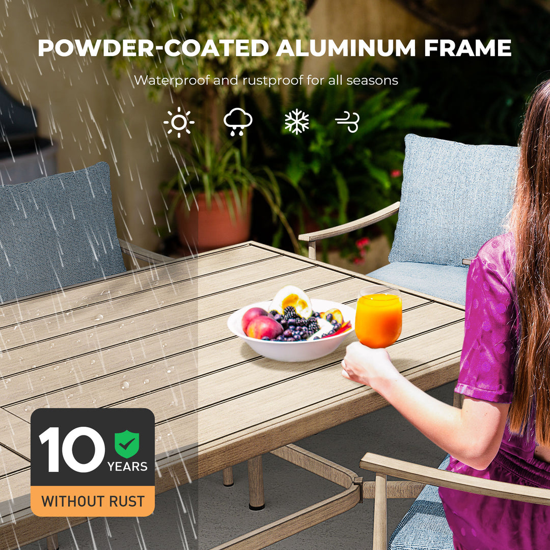HAPPATIO Patio Outdoor Dining Set, Aluminum Patio Dining Set Includes 1 Outdoor Dining Table with Umbrella Hole and Dining Chairs, Patio Furniture Set for Lawn, Porch, or Backyard