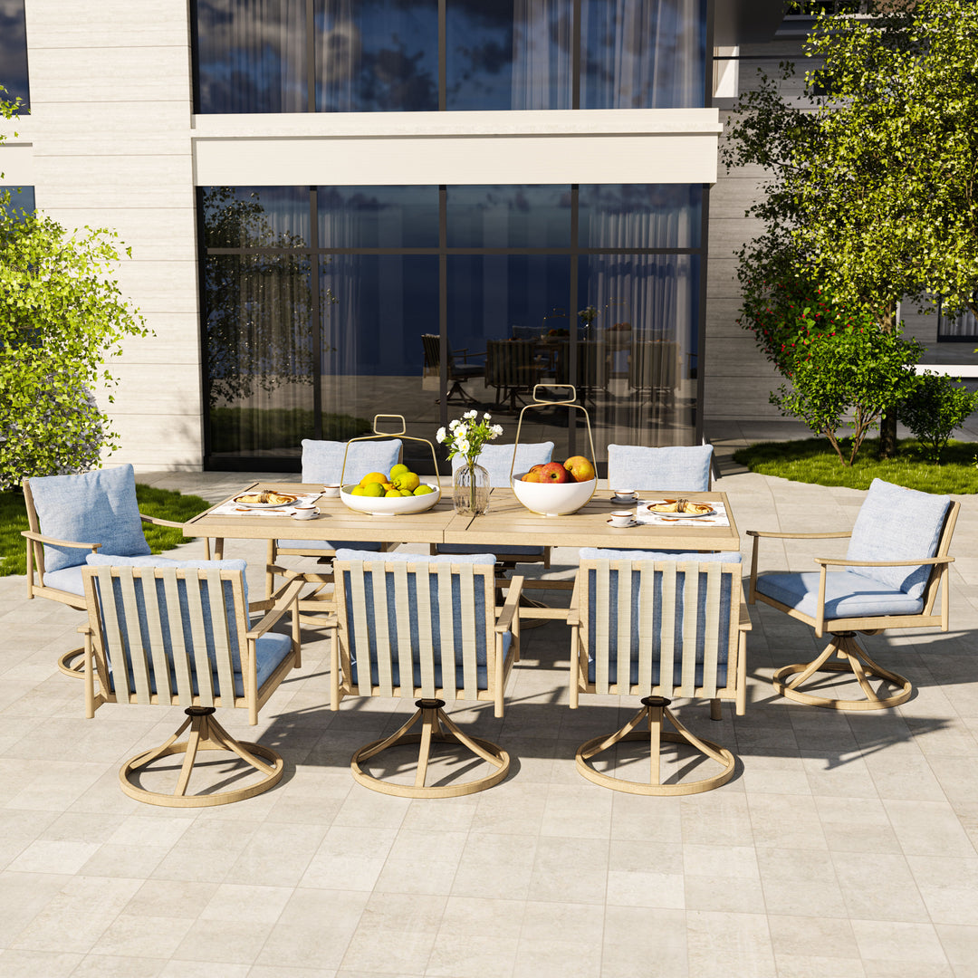 HAPPATIO Patio Outdoor Dining Set, Aluminum Patio Dining Set Includes 1 Outdoor Dining Table with Umbrella Hole and Dining Chairs, Patio Furniture Set for Lawn, Porch, or Backyard