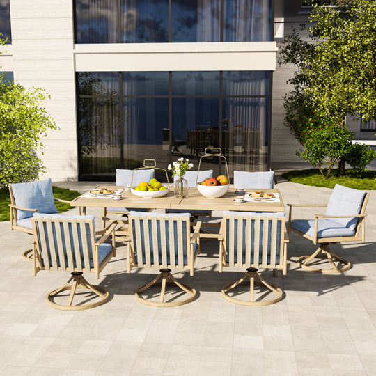 HAPPATIO Patio Outdoor Dining Set, Aluminum Patio Dining Set Includes 1 Outdoor Dining Table with Umbrella Hole and Dining Chairs, Patio Furniture Set for Lawn, Porch, or Backyard
