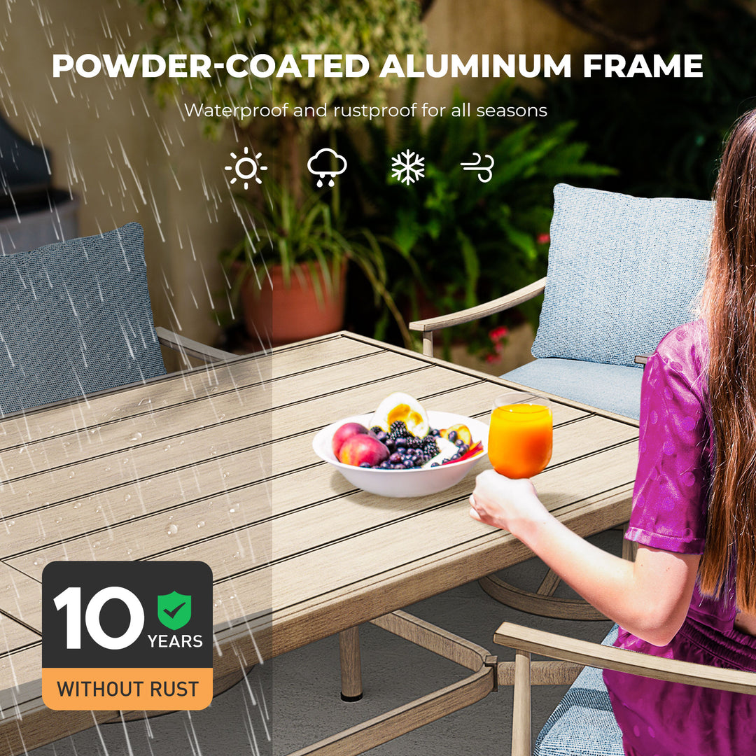 HAPPATIO Patio Outdoor Dining Set, Aluminum Patio Dining Set Includes 1 Outdoor Dining Table with Umbrella Hole and Dining Chairs, Patio Furniture Set for Lawn, Porch, or Backyard