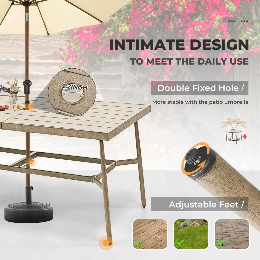 HAPPATIO Patio Outdoor Dining Set, Aluminum Patio Dining Set Includes 1 Outdoor Dining Table with Umbrella Hole and Dining Chairs, Patio Furniture Set for Lawn, Porch, or Backyard