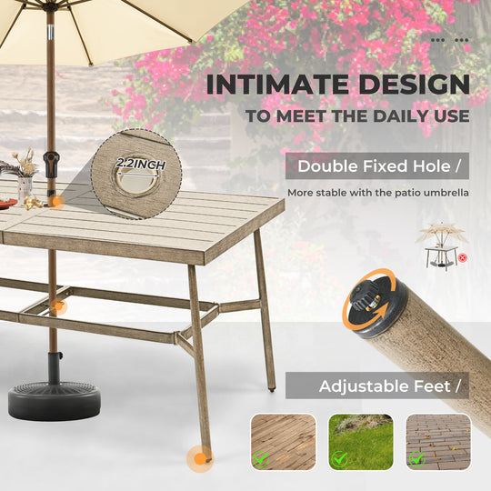 HAPPATIO Patio Outdoor Dining Set, Aluminum Patio Dining Set Includes 1 Outdoor Dining Table with Umbrella Hole and Dining Chairs, Patio Furniture Set for Lawn, Porch, or Backyard