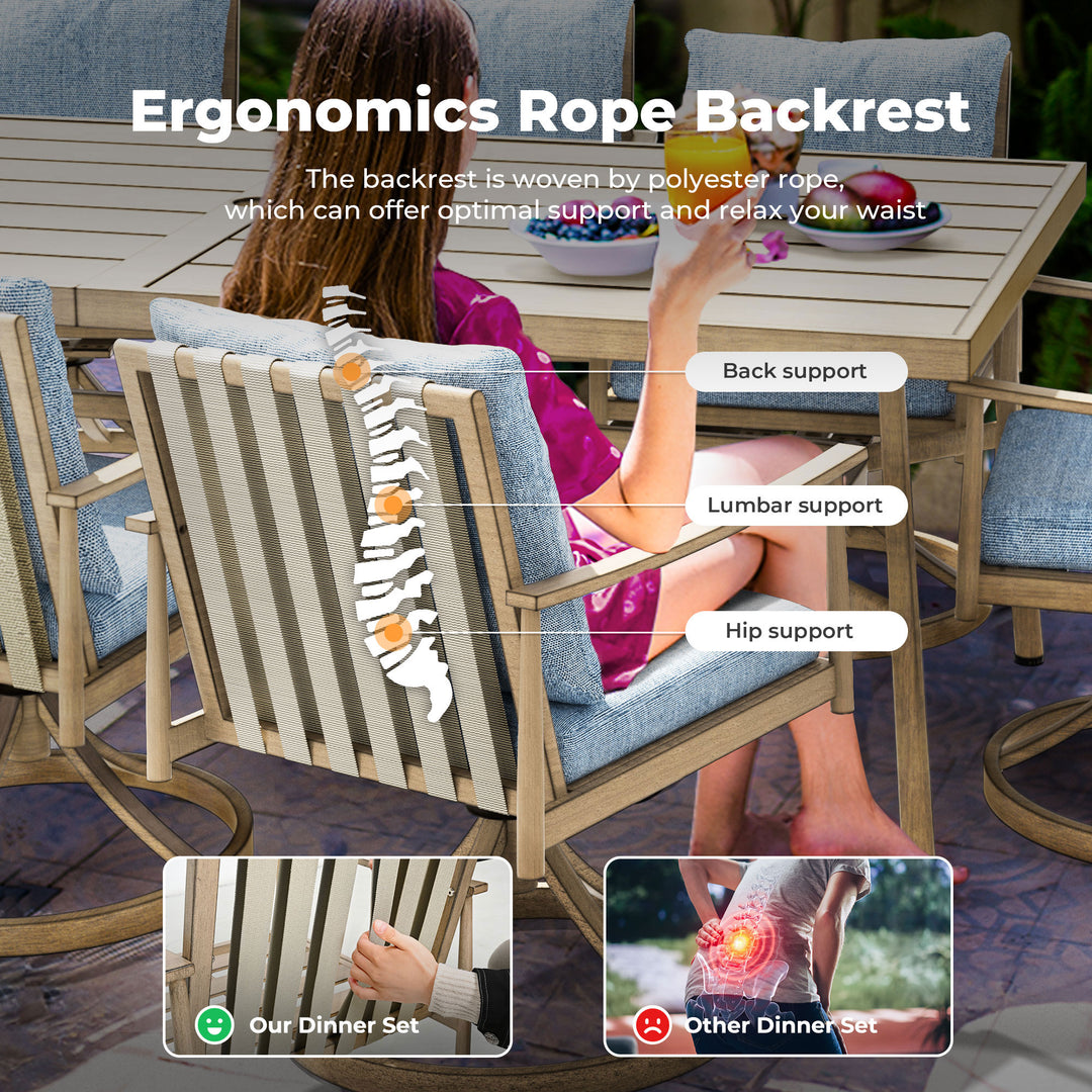 HAPPATIO Patio Outdoor Dining Set, Aluminum Patio Dining Set Includes 1 Outdoor Dining Table with Umbrella Hole and Dining Chairs, Patio Furniture Set for Lawn, Porch, or Backyard