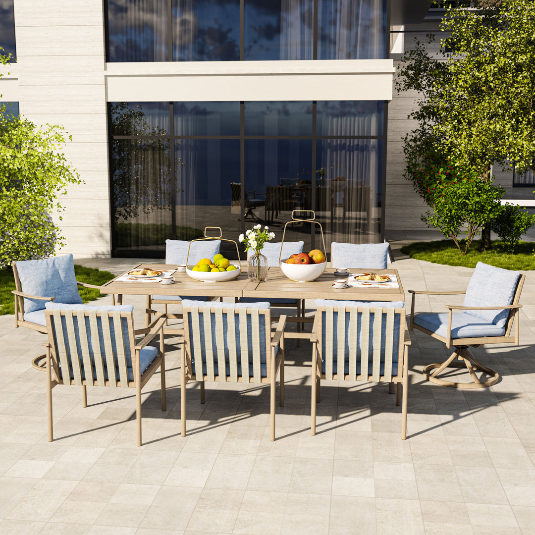 HAPPATIO Patio Outdoor Dining Set, Aluminum Patio Dining Set Includes 1 Outdoor Dining Table with Umbrella Hole and Dining Chairs, Patio Furniture Set for Lawn, Porch, or Backyard