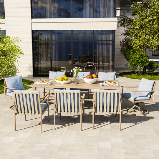 HAPPATIO Patio Outdoor Dining Set, Aluminum Patio Dining Set Includes 1 Outdoor Dining Table with Umbrella Hole and Dining Chairs, Patio Furniture Set for Lawn, Porch, or Backyard