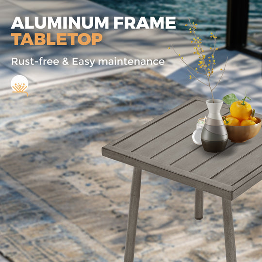 HAPPATIO Patio Outdoor Furniture Set - 7 Pieces Aluminum Outdoor Conversation Set Includes 1 Loveseat, 1 Coffee Table, 1 Side Table, 2 Armchairs, and 2 Ottomans for Porch, Lawn