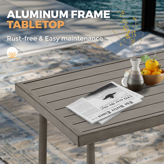 HAPPATIO Patio Outdoor Furniture Set - 7 Pieces Aluminum Outdoor Conversation Set Includes 1 Three-Seater Sofa, 1 Loveseat, 1 Coffee Table, 2 Swivel Chairs and 2 Ottomans for Porch, Lawn