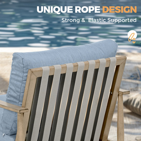 HAPPATIO Patio Outdoor Furniture Set - 7 Pieces Aluminum Outdoor Conversation Set Includes 1 Three-Seater Sofa, 1 Loveseat, 1 Coffee Table, 2 Swivel Chairs and 2 Ottomans for Porch, Lawn