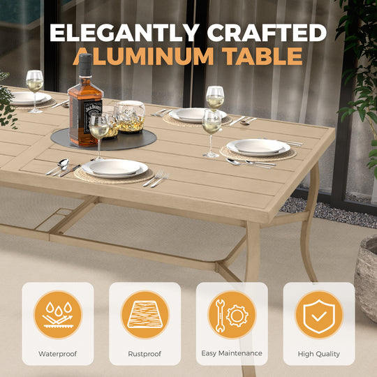 HAPPATIO 9 Piece Patio Dining Set, Aluminum Outdoor Dining Set, Aluminum Dining Table and Chairs Set, Patio Dining Furniture with Aluminum Table, Chairs and Washable Cushions
