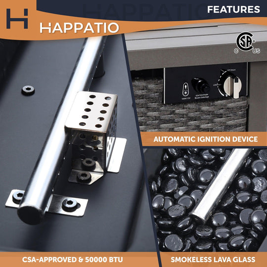 42 Inch Fire Pit Table - Happatio