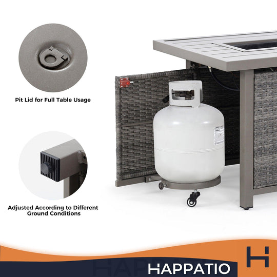 42 Inch Fire Pit Table - Happatio