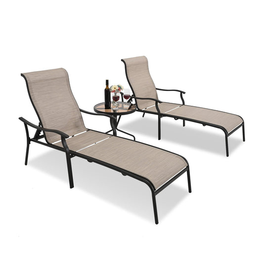 3 Pieces Patio Chaise Lounge Set - Happatio