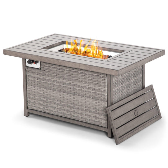 48 Inch Rattan Fire Pit Table - Happatio