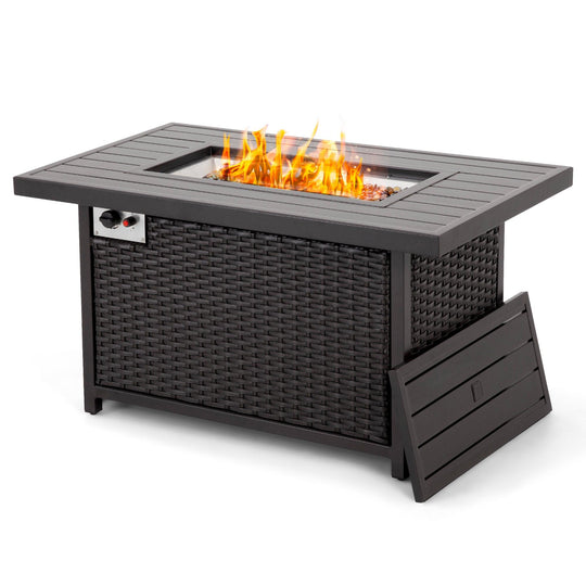 48 Inch Rattan Fire Pit Table - Happatio