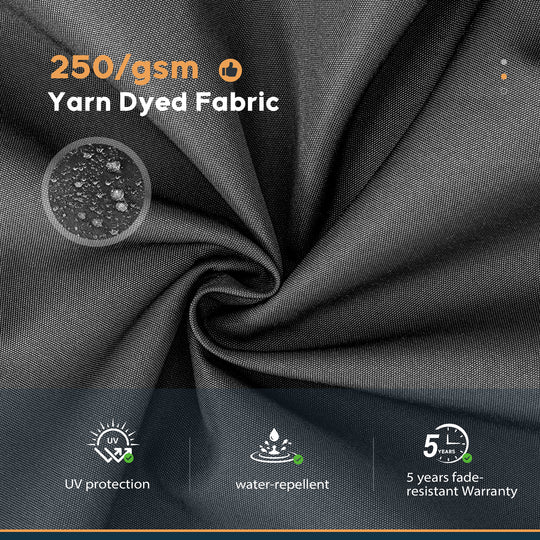 HAPPATIO 9FT Patio Umbrella Outdoor Umbrella 3 Tier Vented Wood Grain Outdoor Table Umbrella, Outdoor Patio Umbrella with 250GSM Yarn Dyed Acrylic Fabric (Grey)