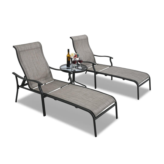 3 Pieces Patio Chaise Lounge Set - Happatio