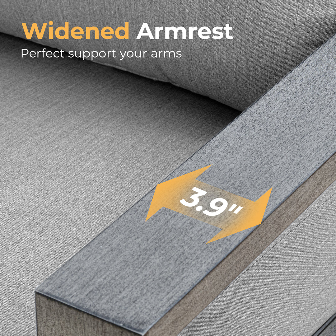 HAPPATIO Aluminum Patio Furniture Set, 3-Piece Oversized Outdoor Conversation Set with Deep Seating and Wide Armrest, Patio Conversation Sets with 6" Cushion