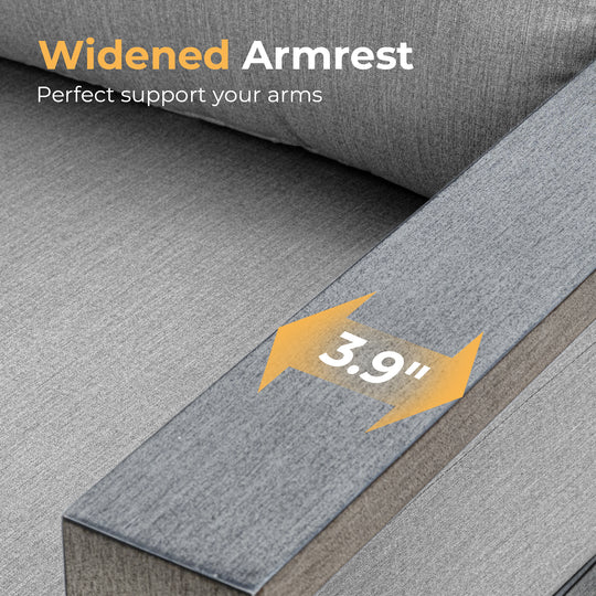 HAPPATIO Aluminum Patio Furniture Set, 3-Piece Oversized Outdoor Conversation Set with Deep Seating and Wide Armrest, Patio Conversation Sets with 6" Cushion