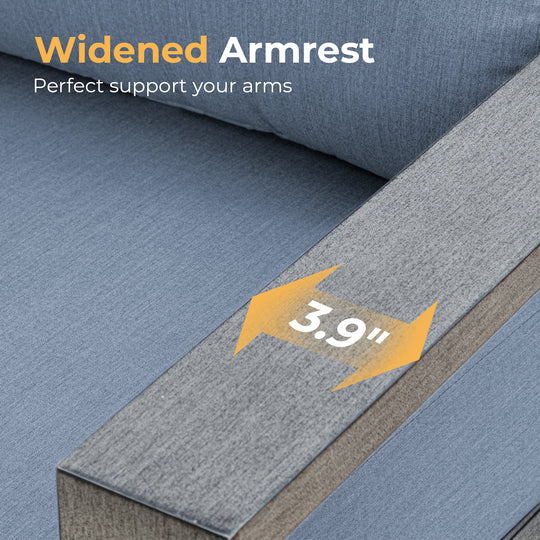 HAPPATIO Aluminum Patio Furniture Set, 3-Piece Oversized Outdoor Conversation Set with Deep Seating and Wide Armrest, Patio Conversation Sets with 6" Cushion