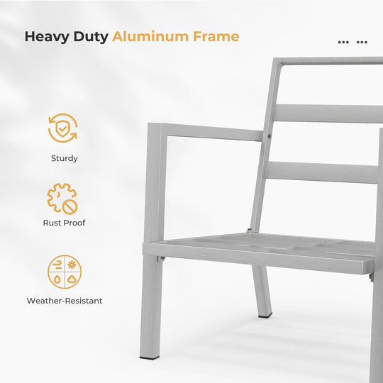 HAPPATIO Aluminum Patio Furniture Set, 4 Pieces Conversation Set with Thick Cushions and Coffee Table, All Weather Sofa Couch Waterproof and Rustproof for Garden, Backyard, Porch, Beige