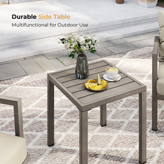 HAPPATIO Aluminum Patio Furniture Set, 3 Pieces Conversation Set with Thick Cushions and Side Table, Waterproof and Rustproof for All weather, Seating Sofa for Garden, Backyard, Porch