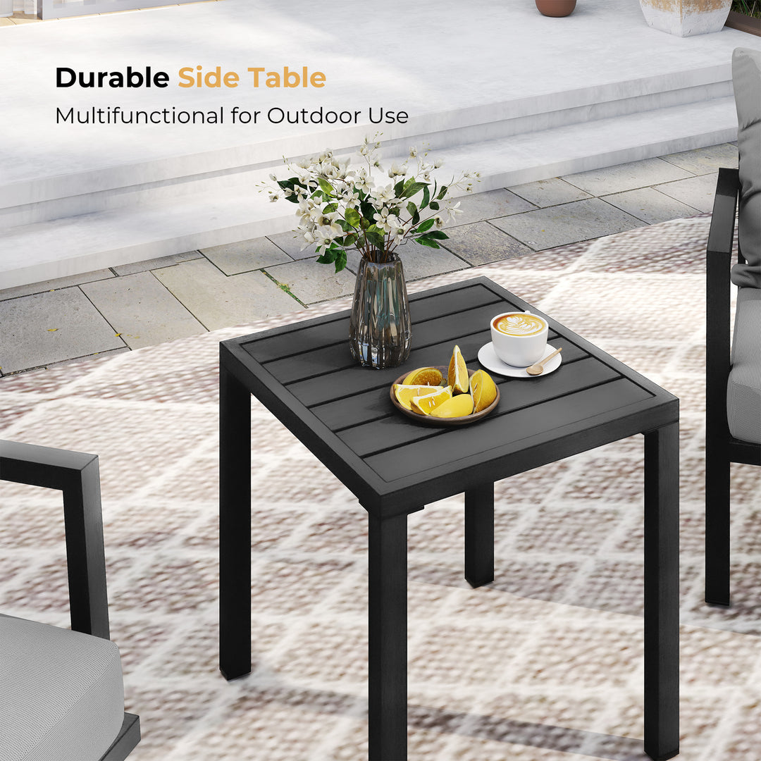 HAPPATIO Aluminum Patio Furniture Set, 3 Pieces Conversation Set with Thick Cushions and Side Table, Waterproof and Rustproof for All weather, Seating Sofa for Garden, Backyard, Porch