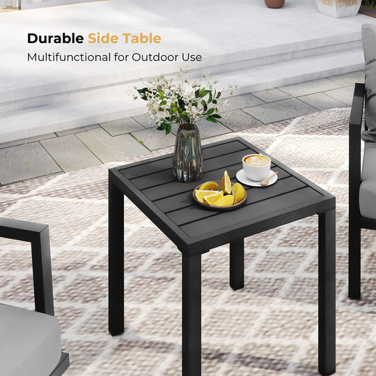 HAPPATIO Aluminum Patio Furniture Set, 3 Pieces Conversation Set with Thick Cushions and Side Table, Waterproof and Rustproof for All weather, Seating Sofa for Garden, Backyard, Porch