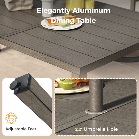 HAPPATIO Patio Dining Set, Outdoor Aluminum Dining Furniture Set, Cushioned Dining Chairs and Table for Deck Yard Poolside, Rust-Proof, Weather-Resistant, Easy Assembly