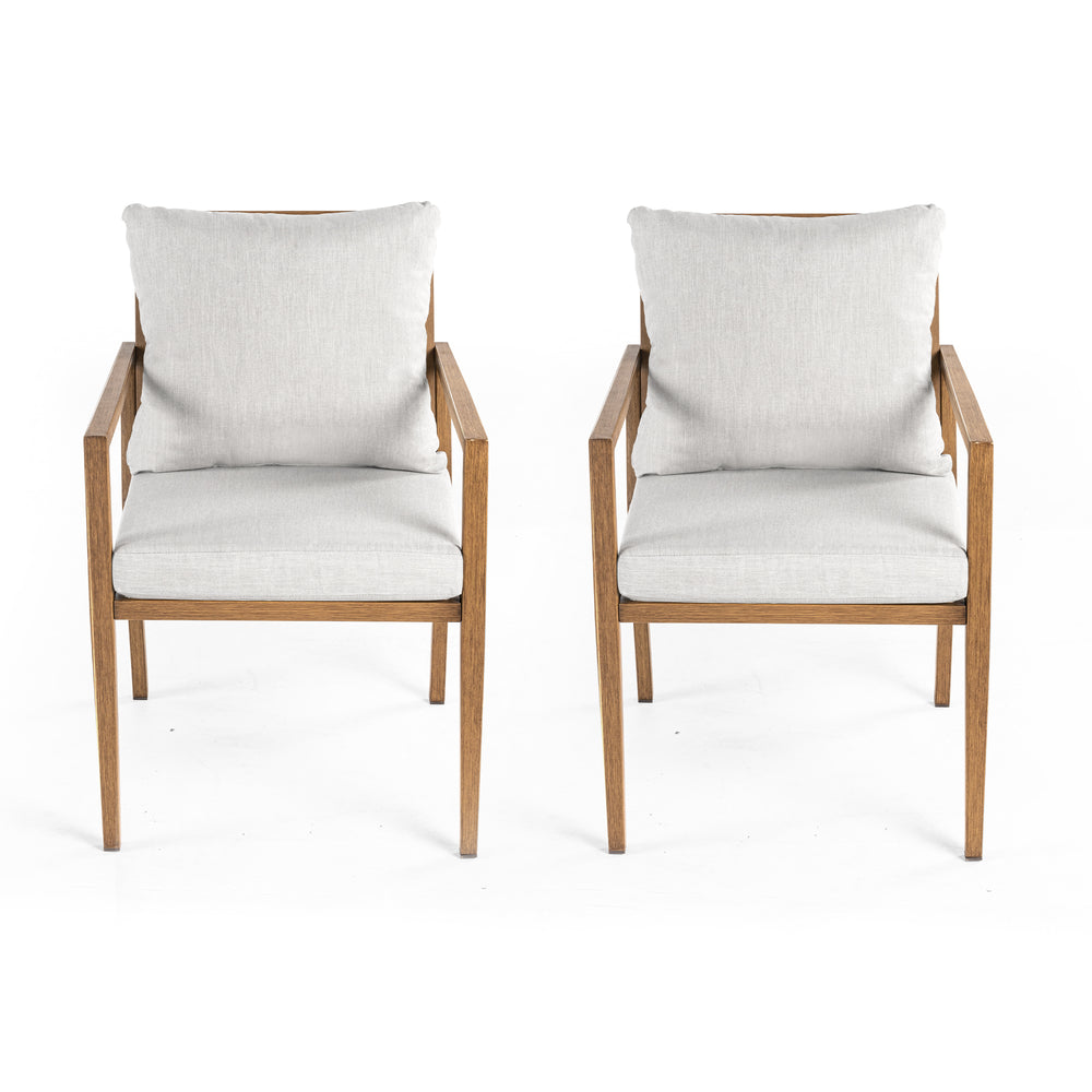 HAPPATIO Patio Dining Chairs Set, All-Weather Outdoor Dining Chair with Aluminum Frame and Removable Cushion, Ideal for Lawn Yard Backyard