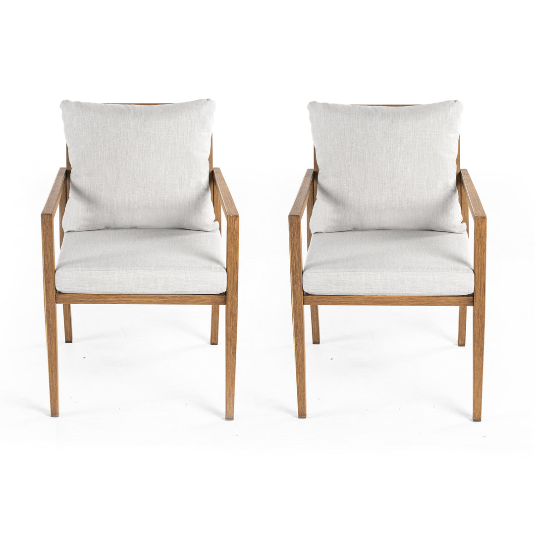 HAPPATIO Patio Dining Chairs Set, All-Weather Outdoor Dining Chair with Aluminum Frame and Removable Cushion, Ideal for Lawn Yard Backyard