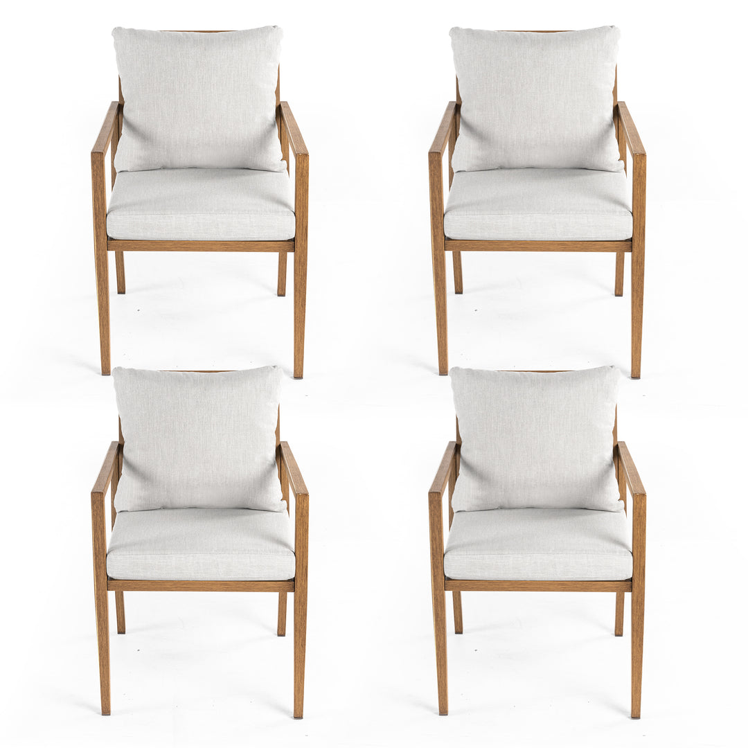 HAPPATIO Patio Dining Chairs Set, All-Weather Outdoor Dining Chair with Aluminum Frame and Removable Cushion, Ideal for Lawn Yard Backyard