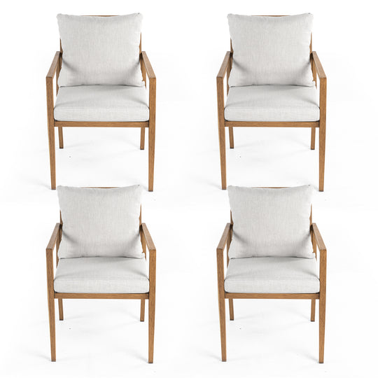 HAPPATIO Patio Dining Chairs Set, All-Weather Outdoor Dining Chair with Aluminum Frame and Removable Cushion, Ideal for Lawn Yard Backyard