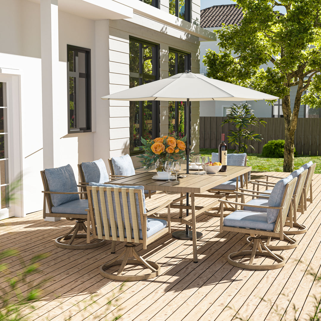 HAPPATIO Patio Outdoor Dining Set, Aluminum Patio Dining Set Includes 1 Outdoor Dining Table with Umbrella Hole and Dining Chairs, Patio Furniture Set for Lawn, Porch, or Backyard